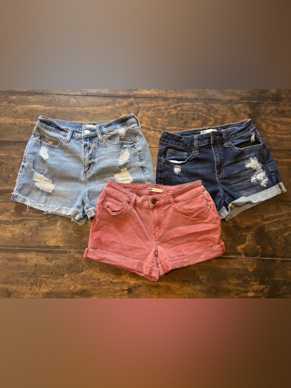 SO Women's Washed Rose Pink Roll-Cuff Denim Shorts